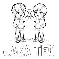 Online izdelana pobarvanka - Pobarvanka imena JAKA TEO in pobarvanka prijatlejev