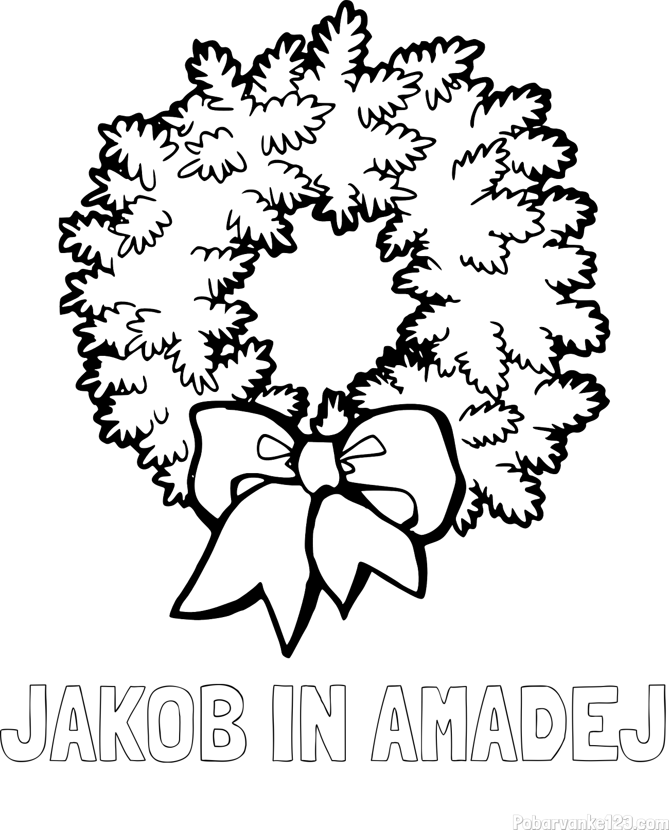 Pobarvanka imena JAKOB IN AMADEJ in adventni venček