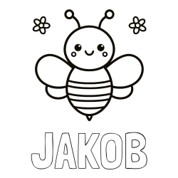 Pobarvanka imena JAKOB in otroška pobarvanka čebele