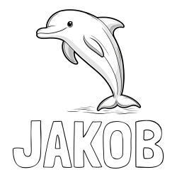 Pobarvanka imena JAKOB in pobarvanka delfina