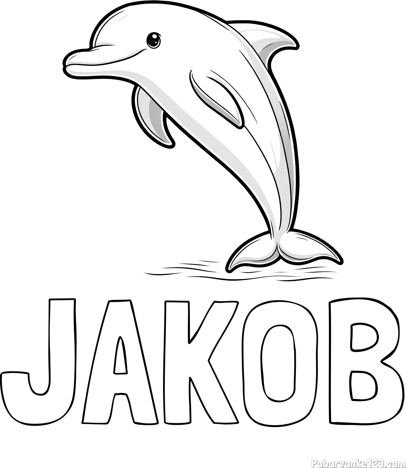 Pobarvanka imena JAKOB in pobarvanka delfina