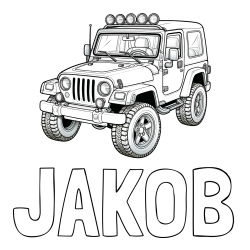 Pobarvanka imena JAKOB in pobarvanka džipa