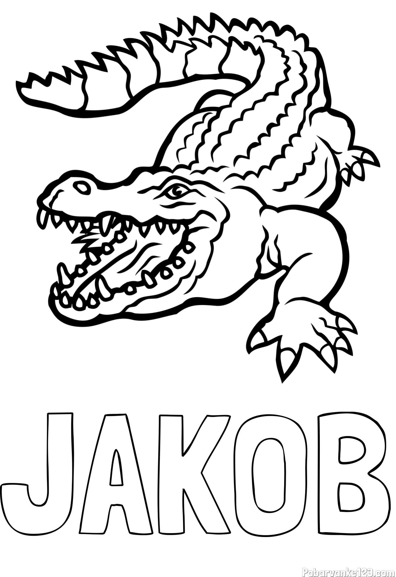 Pobarvanka imena JAKOB in pobarvanka krokodila