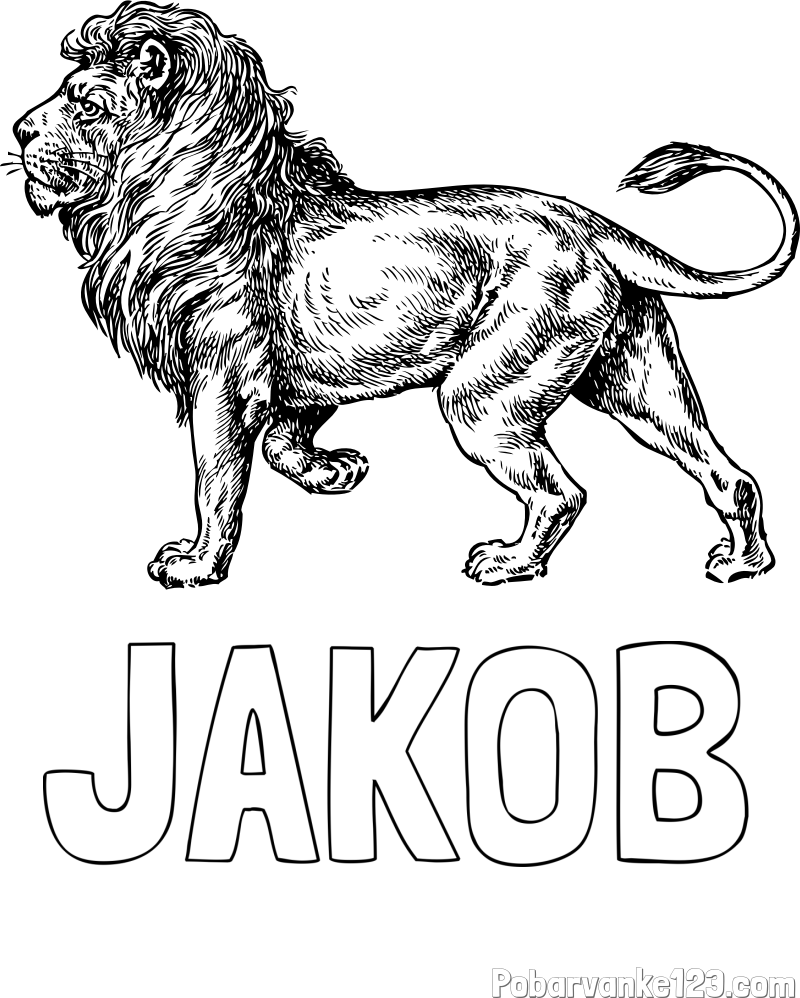 Pobarvanka imena JAKOB in pobarvanka leva