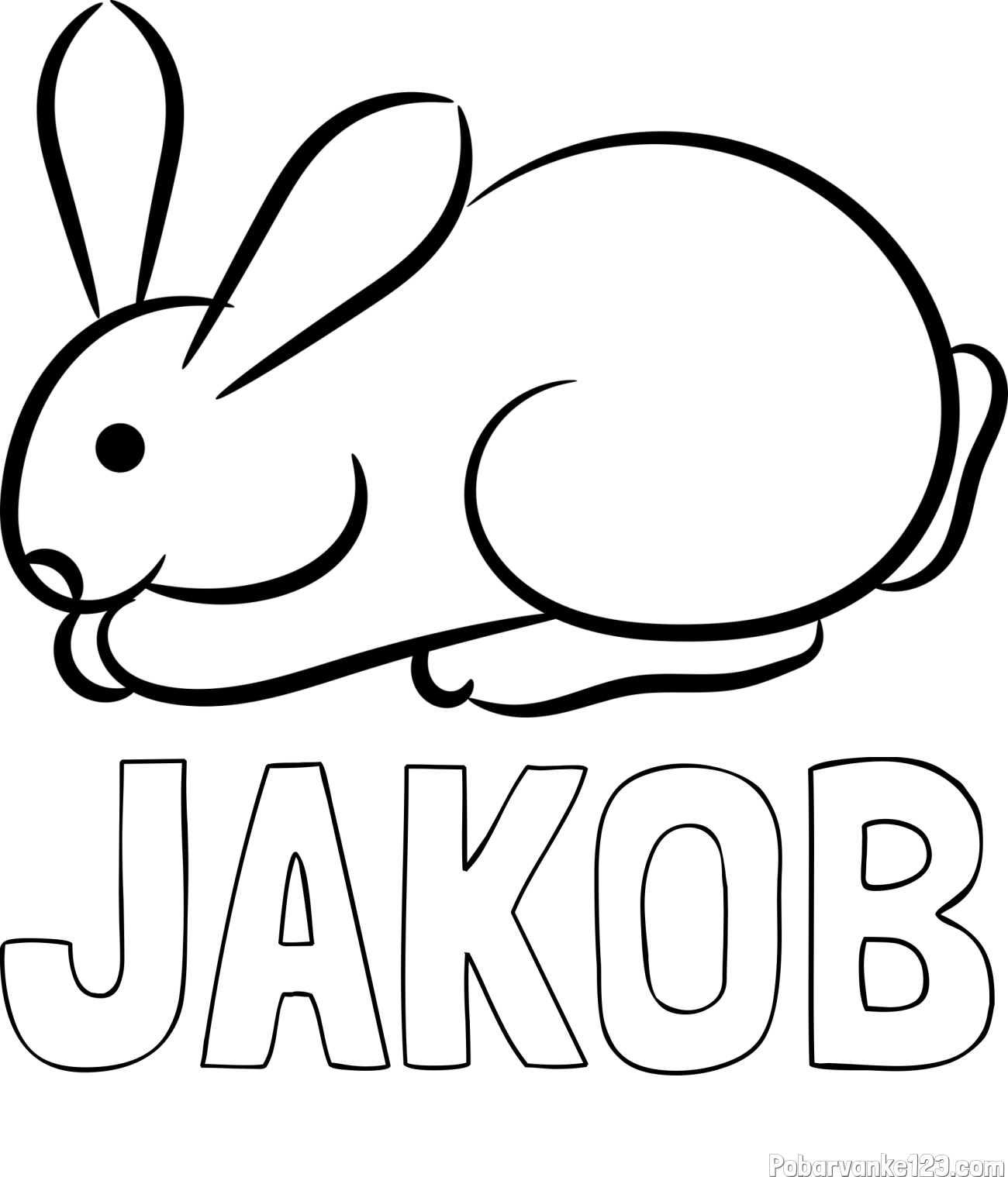 Pobarvanka imena JAKOB in pobarvanka majhnega zajčka