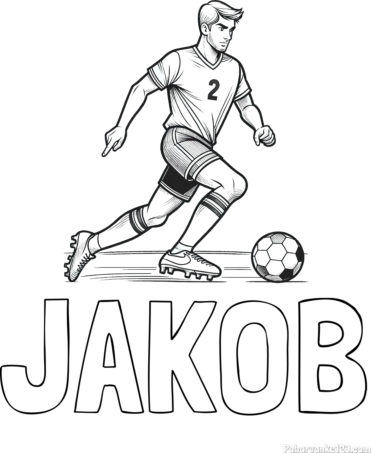 Pobarvanka imena JAKOB in pobarvanka nogometaša