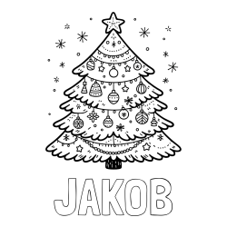 Pobarvanka imena JAKOB in pobarvanka novoletne jelke