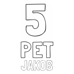 Pobarvanka imena JAKOB in pobarvanka števila pet z zapisom imena