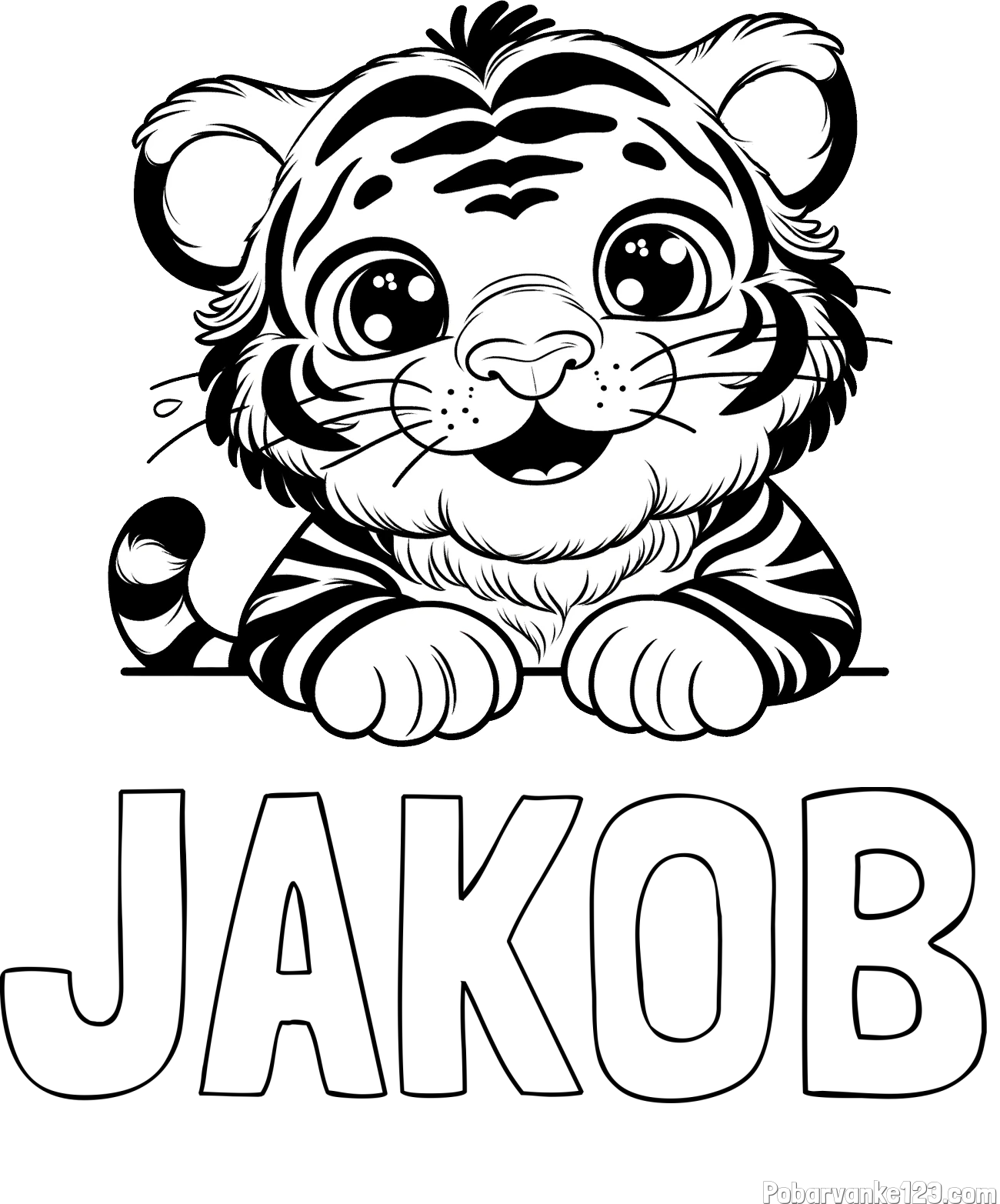 Pobarvanka imena JAKOB in pobarvanka tigrček