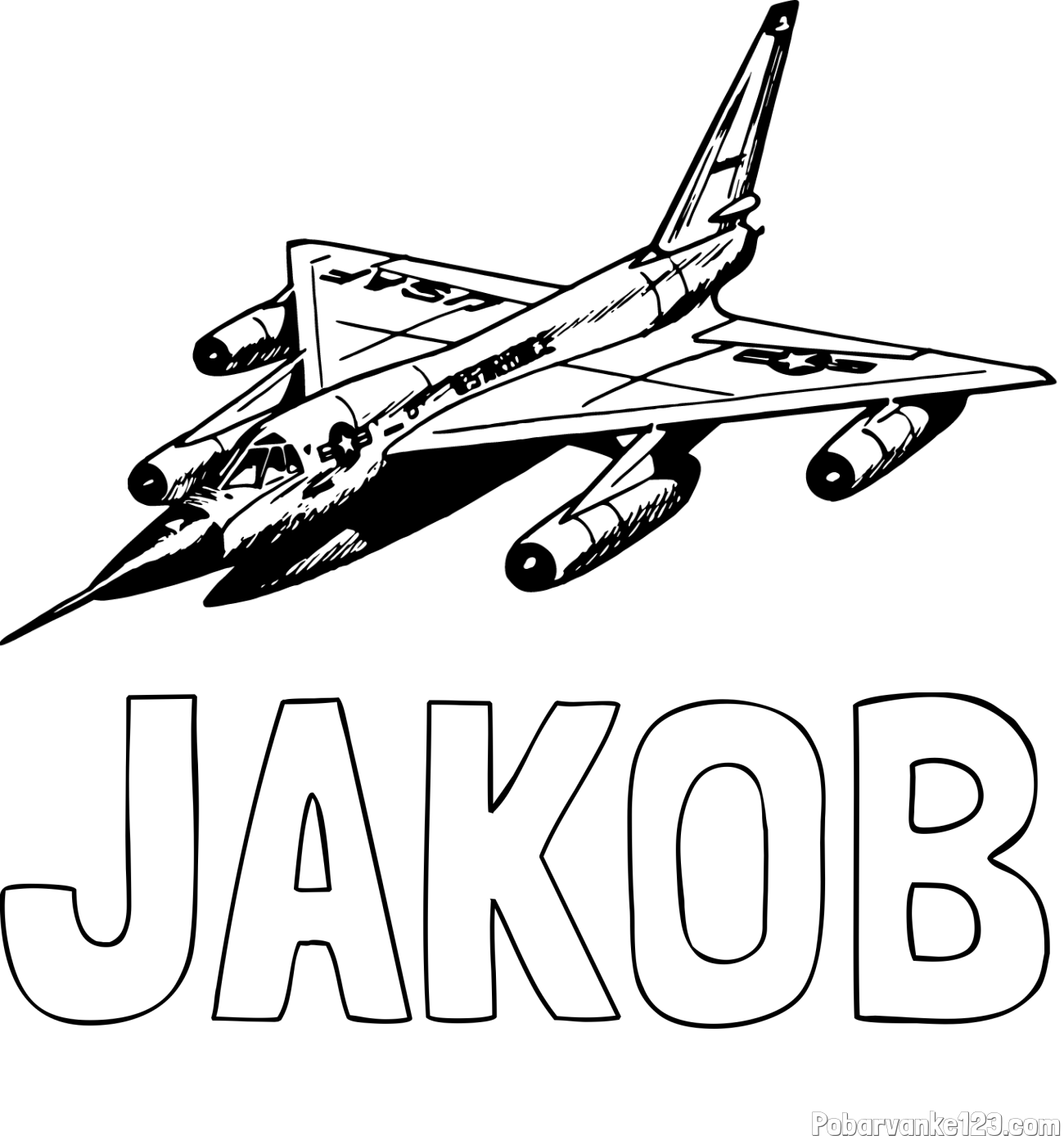 Pobarvanka imena JAKOB in pobarvanka vojaškega lovca