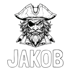 Pobarvanka imena JAKOB in pobarvanka zlobnega gusarja