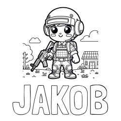 Pobarvanka imena JAKOB in preprosta otroška PUBG pobarvanka