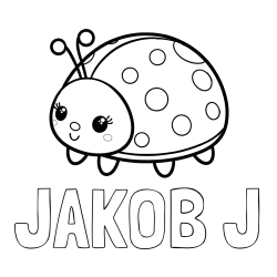 Online izdelana pobarvanka - Pobarvanka imena JAKOB J in pobarvanka ljubke pikapolonice