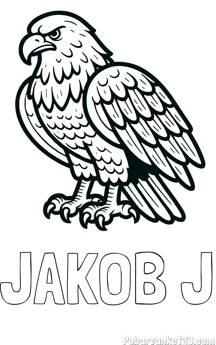 Pobarvanka imena JAKOB J in pobarvanka orla