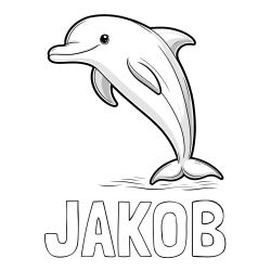 Pobarvanka imena JAKOB ter delfina