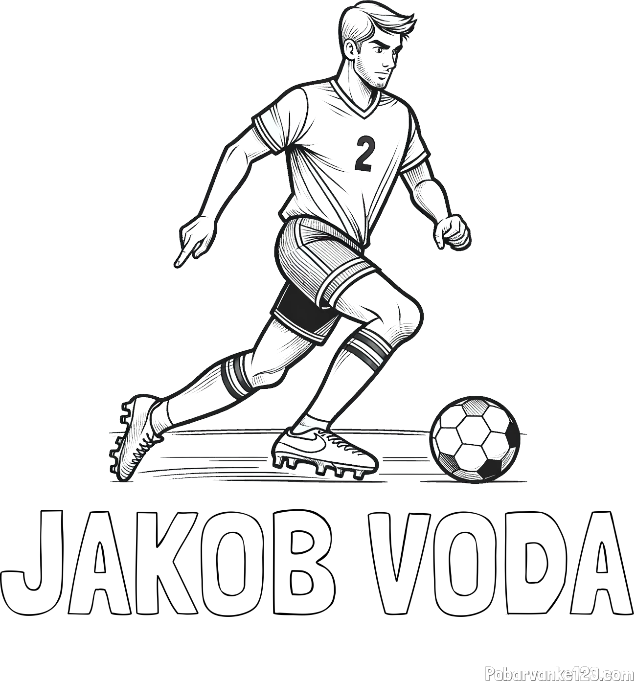 Pobarvanka imena JAKOB VODA in pobarvanka nogometaša