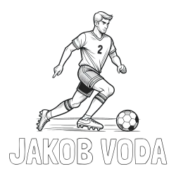 Online izdelana pobarvanka - Pobarvanka imena JAKOB VODA in pobarvanka nogometaša