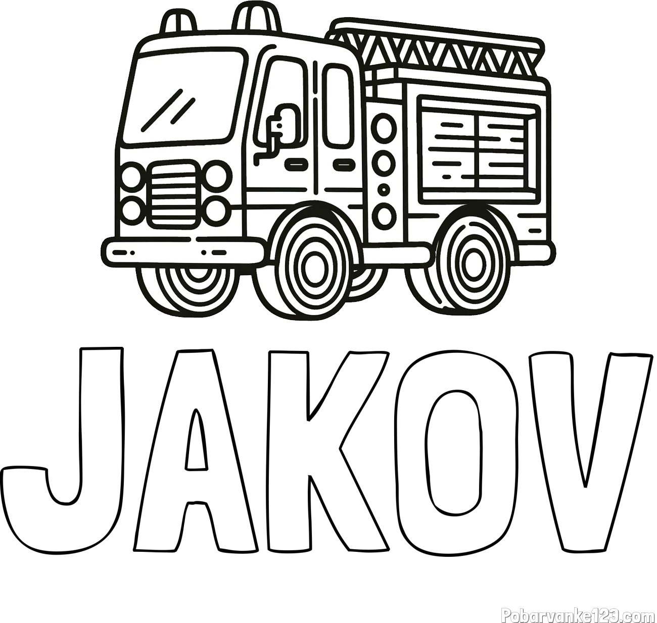 Pobarvanka imena JAKOV in pobarvanka gasilskega avtomobila