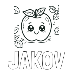Online izdelana pobarvanka - Pobarvanka imena JAKOV in pobarvanka nasmejane jabolke