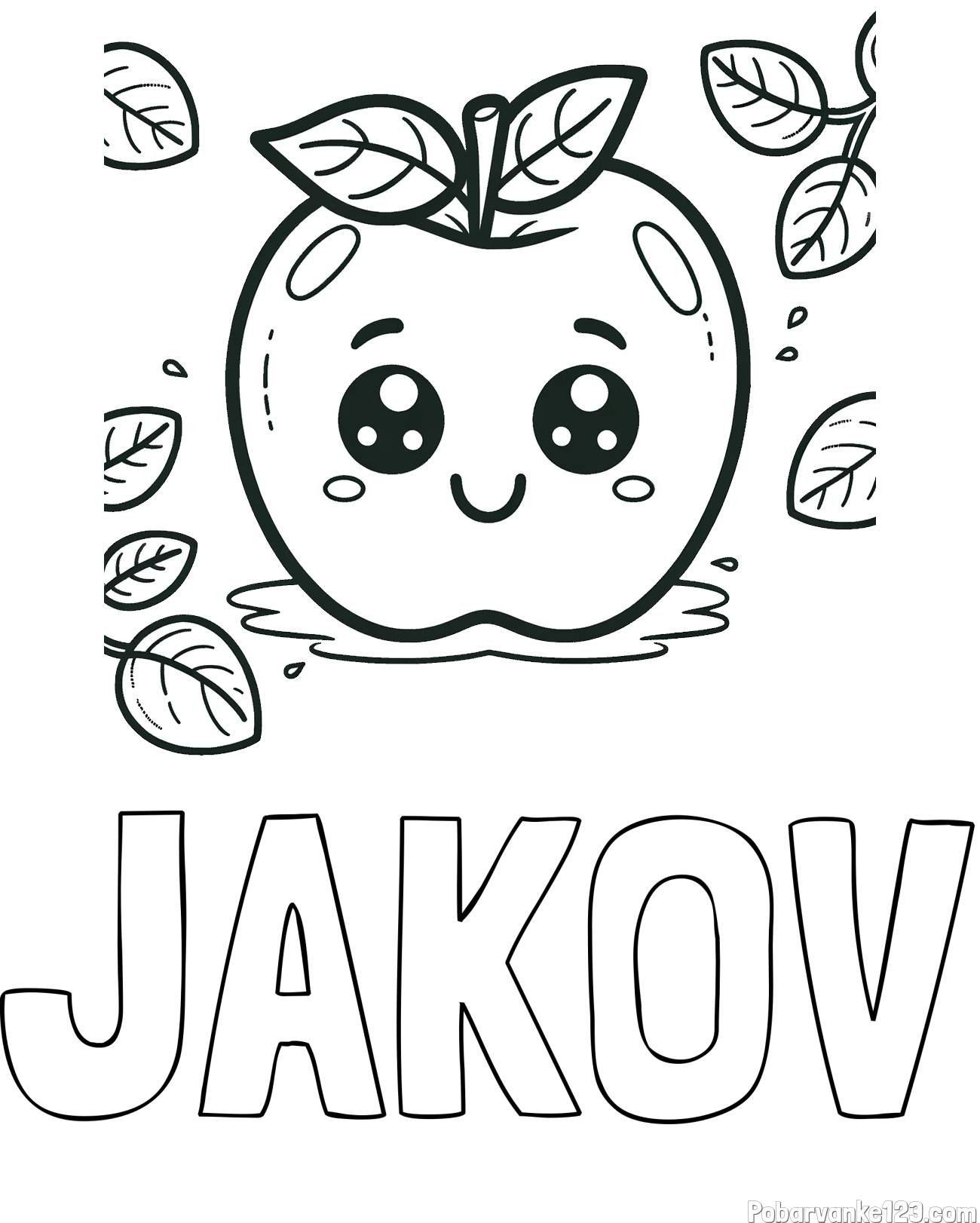 Pobarvanka imena JAKOV in pobarvanka nasmejane jabolke