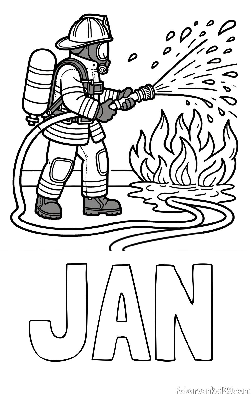 Pobarvanka imena JAN in pobarvanka gasilca in velikega požara