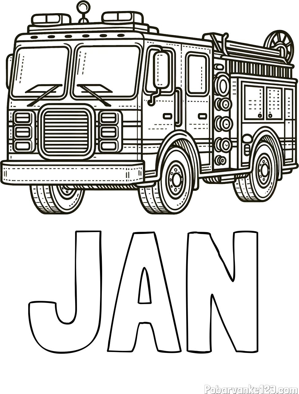 Pobarvanka imena JAN in pobarvanka gasilskega avta