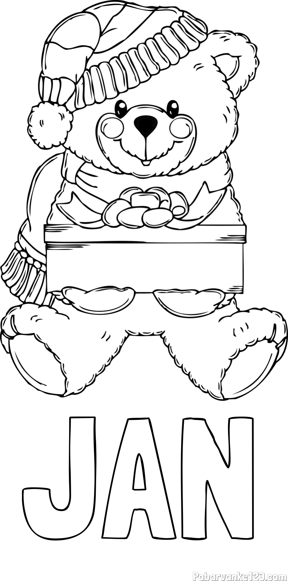 Pobarvanka imena JAN in pobarvanka ljubkega medvedka