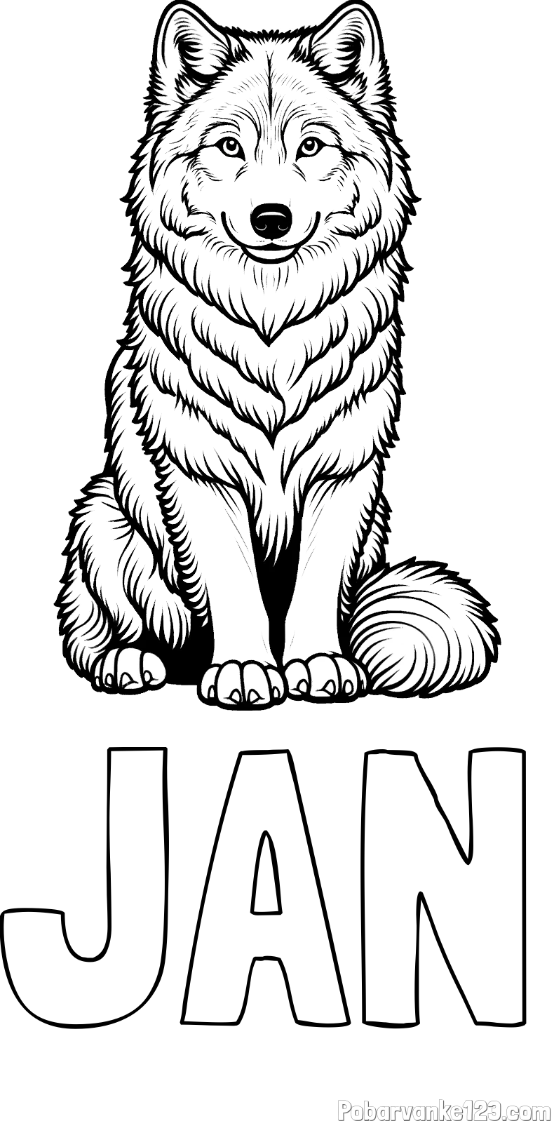 Pobarvanka imena JAN in pobarvanka prijaznega volka
