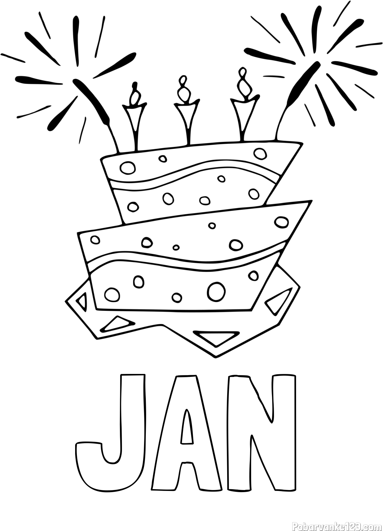 Pobarvanka imena JAN in pobarvanka rojstnodnevne torte