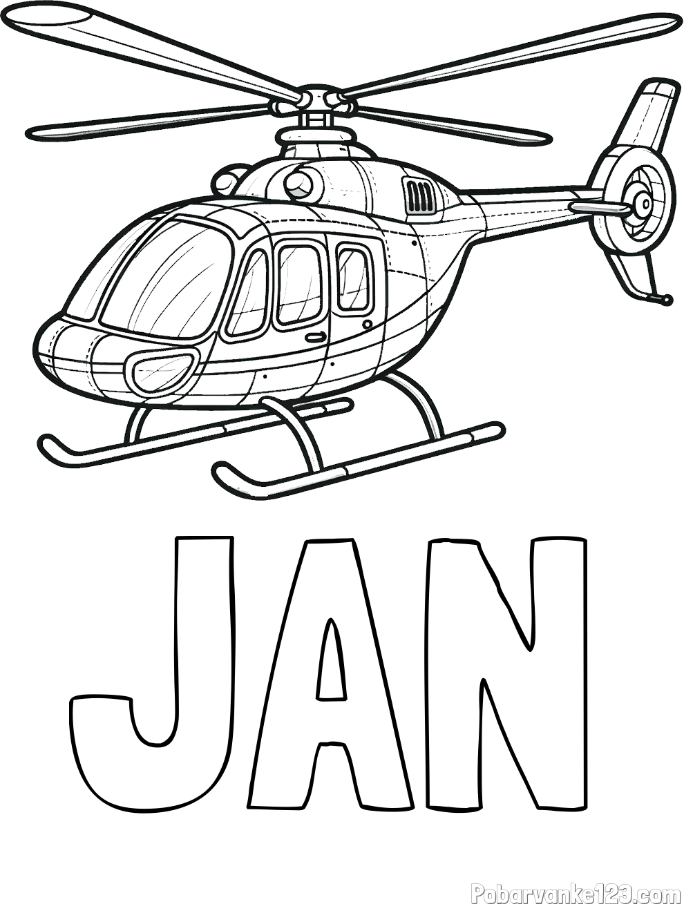 Pobarvanka imena JAN in pobarvanka sodobnega helikopterja