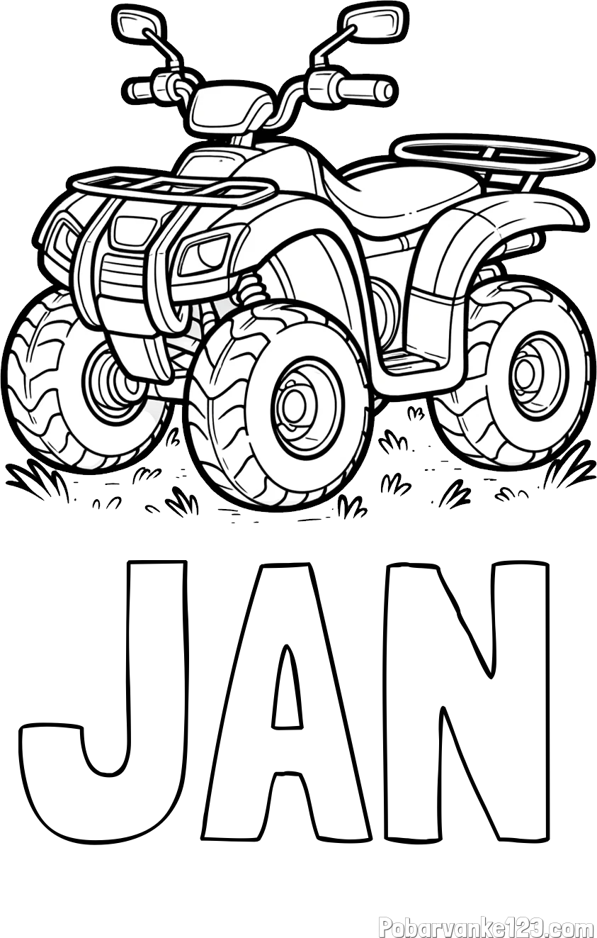 Pobarvanka imena JAN in pobarvanka velikega štirikolesnika