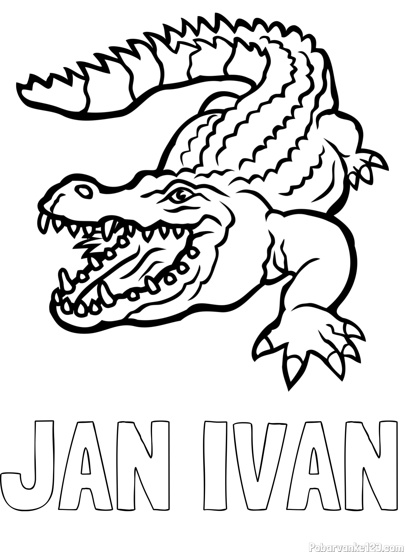 Pobarvanka imena JAN IVAN in pobarvanka krokodila