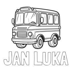 Online izdelana pobarvanka - Pobarvanka imena JAN LUKA in pobarvanka majhnega avtobusa