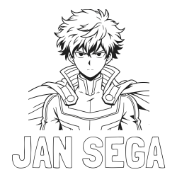 Online izdelana pobarvanka - Pobarvanka imena JAN ŠEGA in pobarvanka junaka v anime slogu