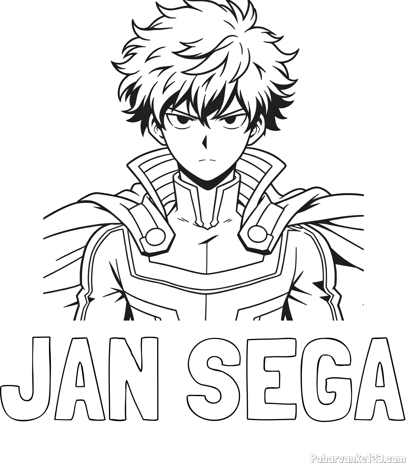 Pobarvanka imena JAN ŠEGA in pobarvanka junaka v anime slogu