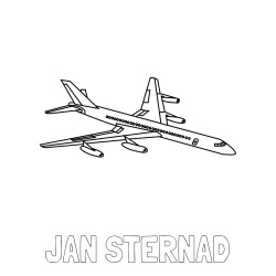Online izdelana pobarvanka - Pobarvanka imena JAN STERNAD in potniško letalo