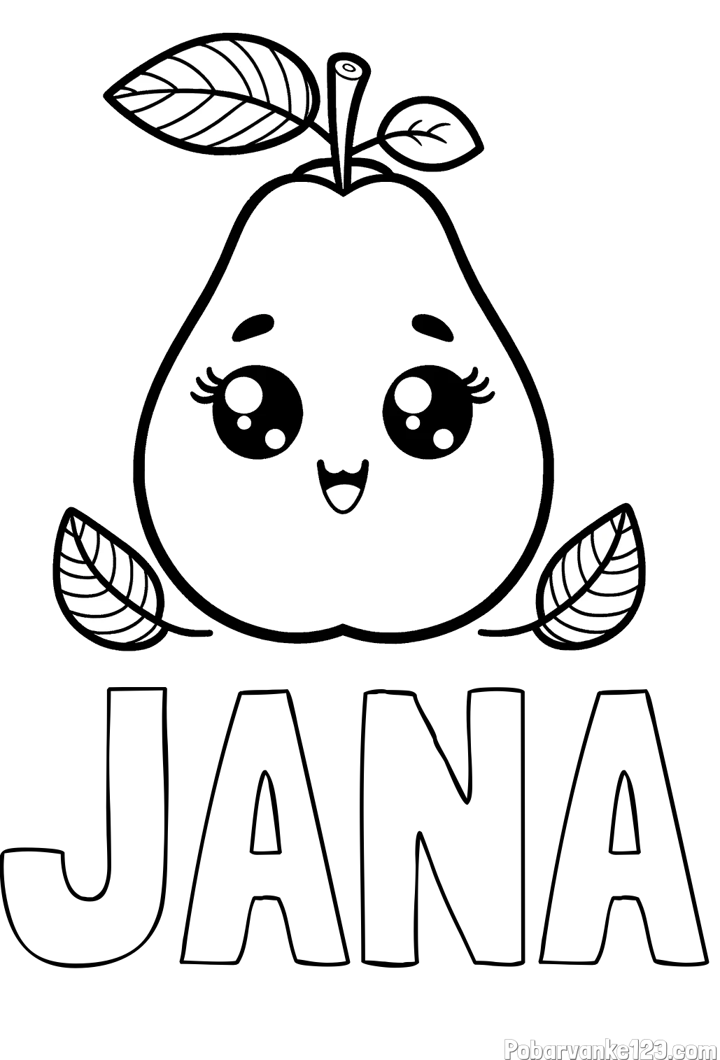 Pobarvanka imena JANA in pobarvanka hruške