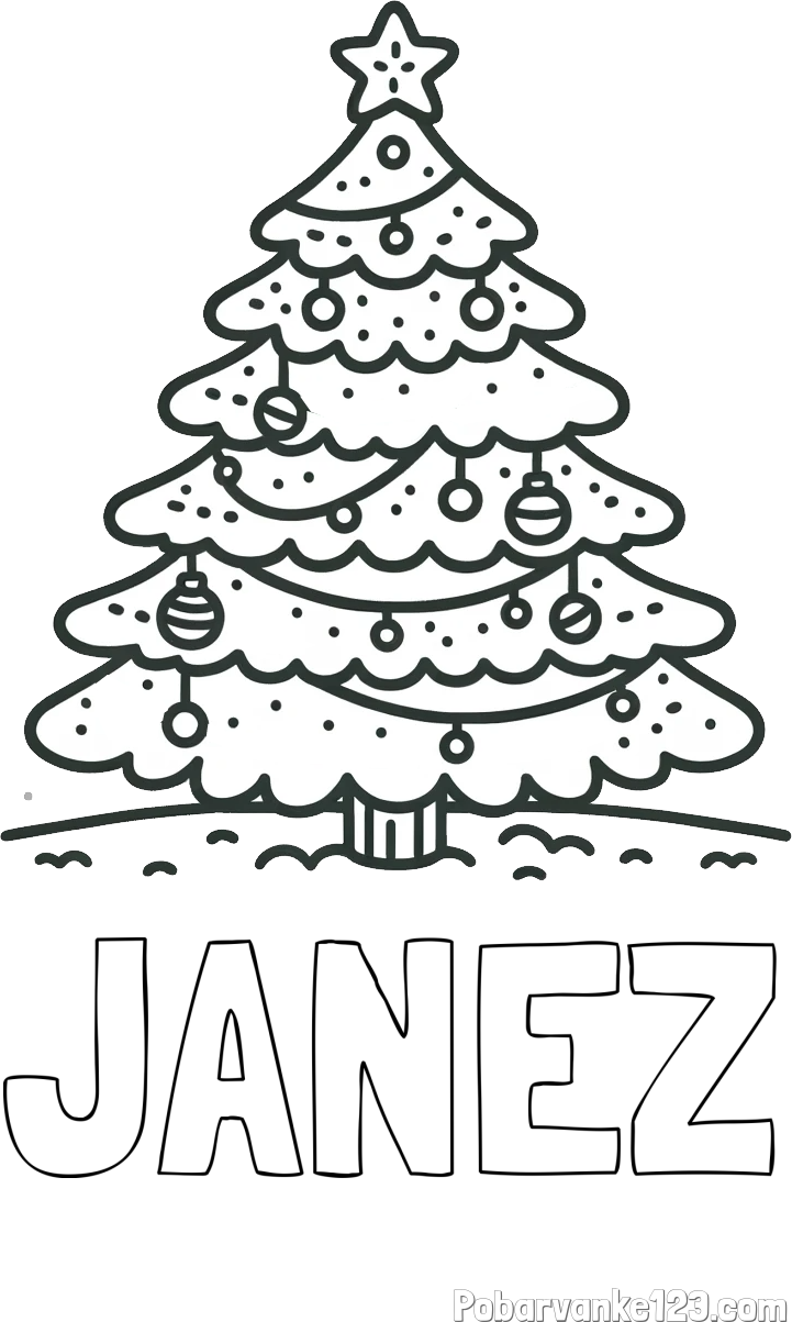 Pobarvanka imena JANEZ in pobarvanka božičnega drevesa