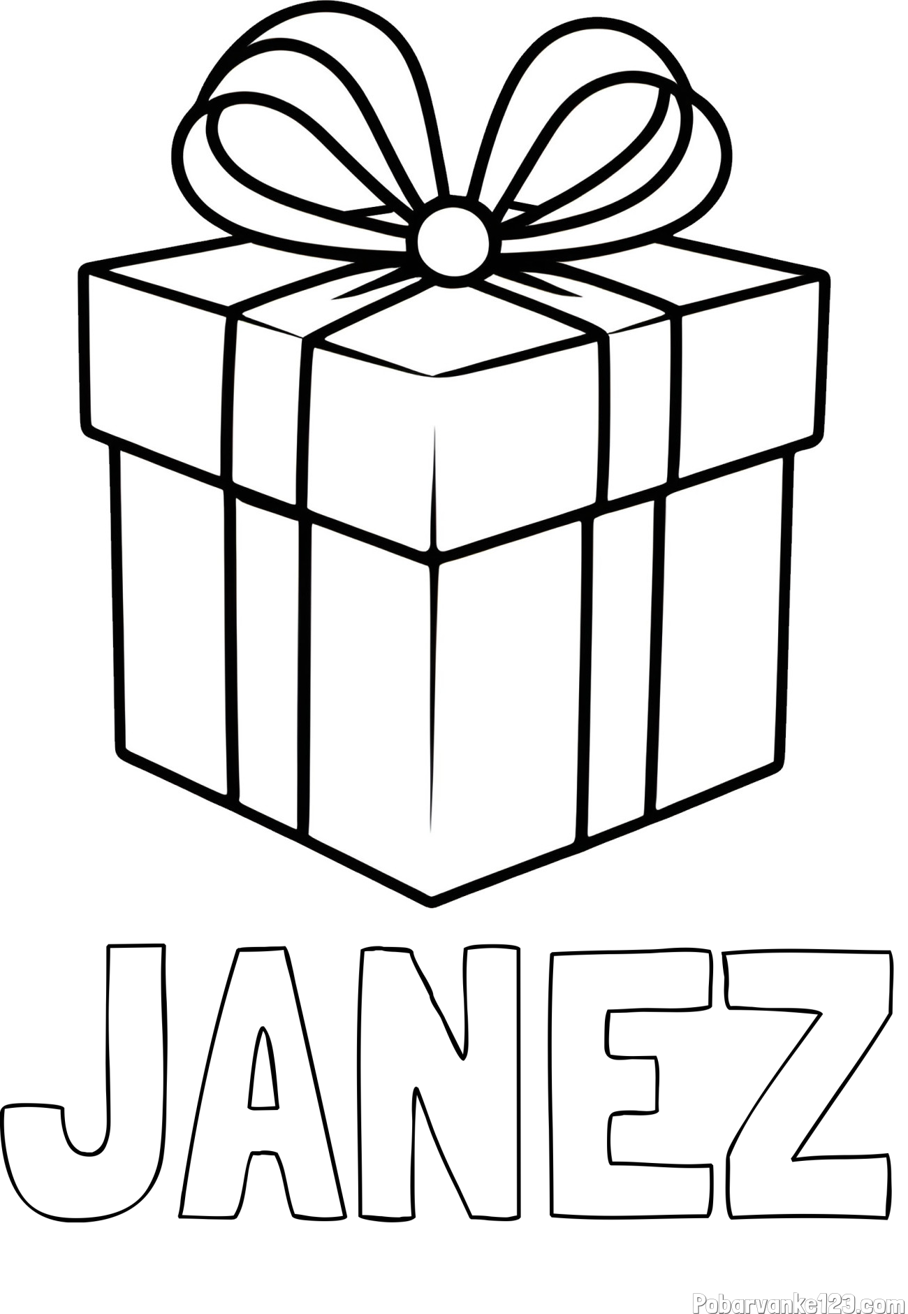 Pobarvanka imena JANEZ in pobarvanka preprostega darila