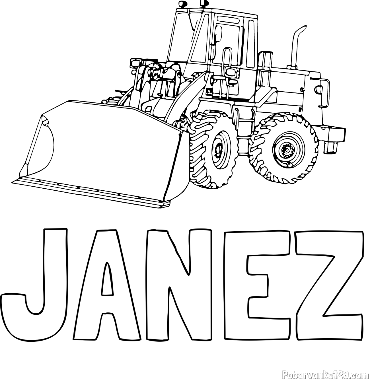 Pobarvanka imena JANEZ in pobarvanka velikega bagra