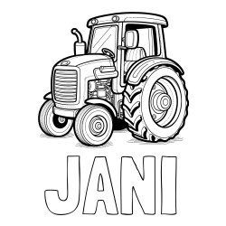 Online izdelana pobarvanka - Pobarvanka imena JANI in pobarvanka starega, a lepega traktorja