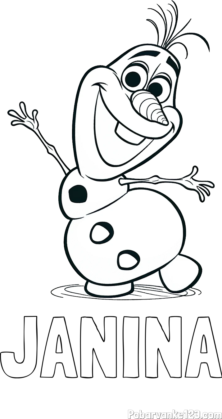 Pobarvanka imena JANINA in pobarvanka Olaf
