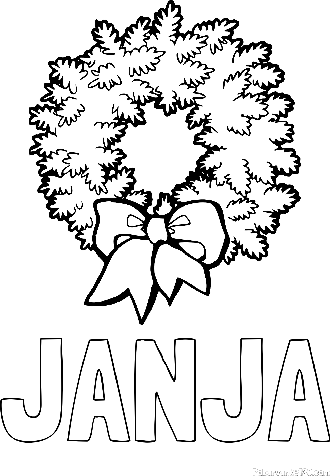 Pobarvanka imena JANJA in adventni venček