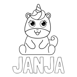 Pobarvanka imena JANJA in pobarvanka čudovitega samoroga Unicorn