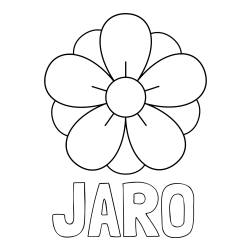 Online izdelana pobarvanka - Pobarvanka imena JARO in pobarvanka lepega cveta