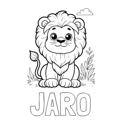 Online izdelana pobarvanka - Pobarvanka imena JARO in pobarvanka ljubkega leva