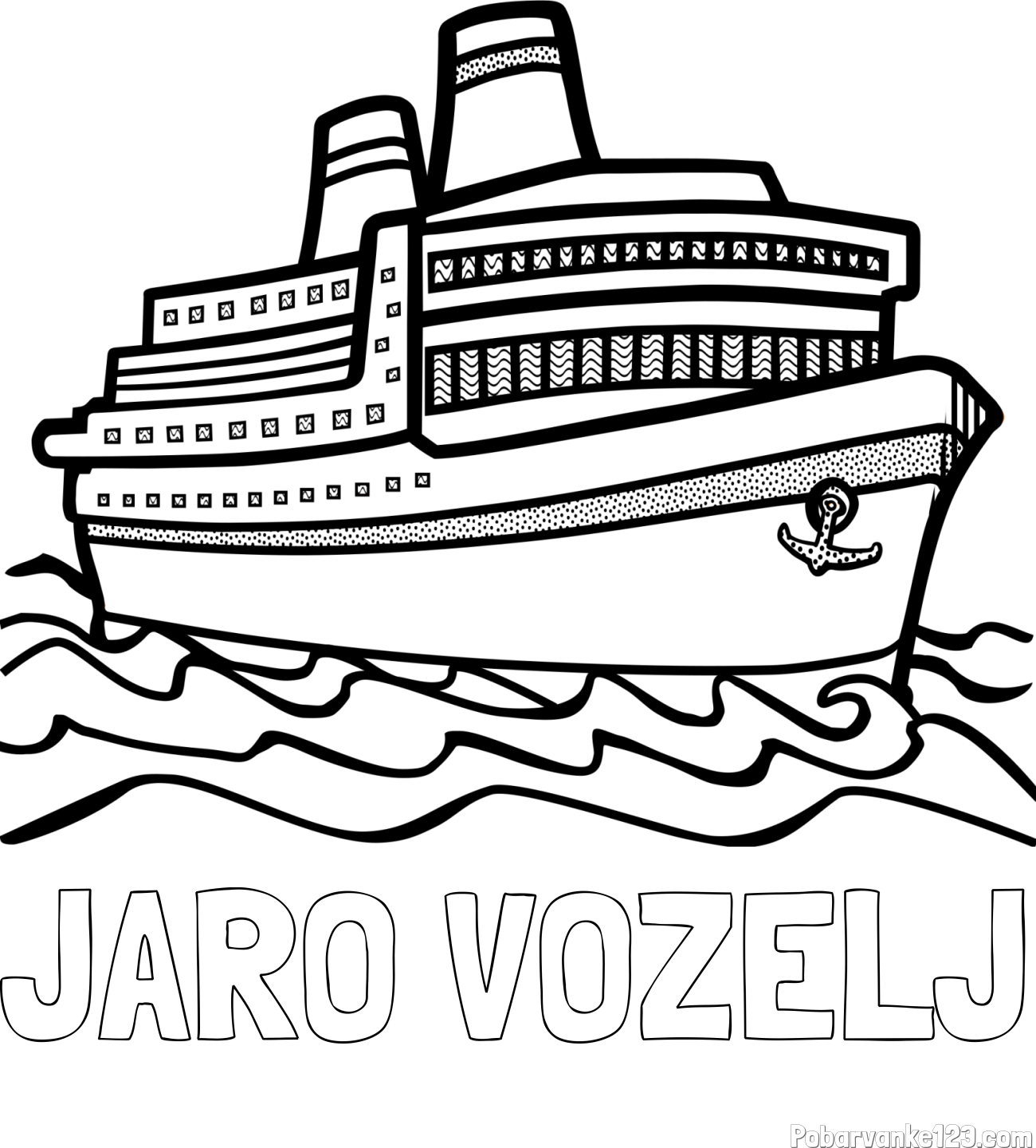 Pobarvanka imena JARO VOZELJ in pobarvanka velike potniške ladje