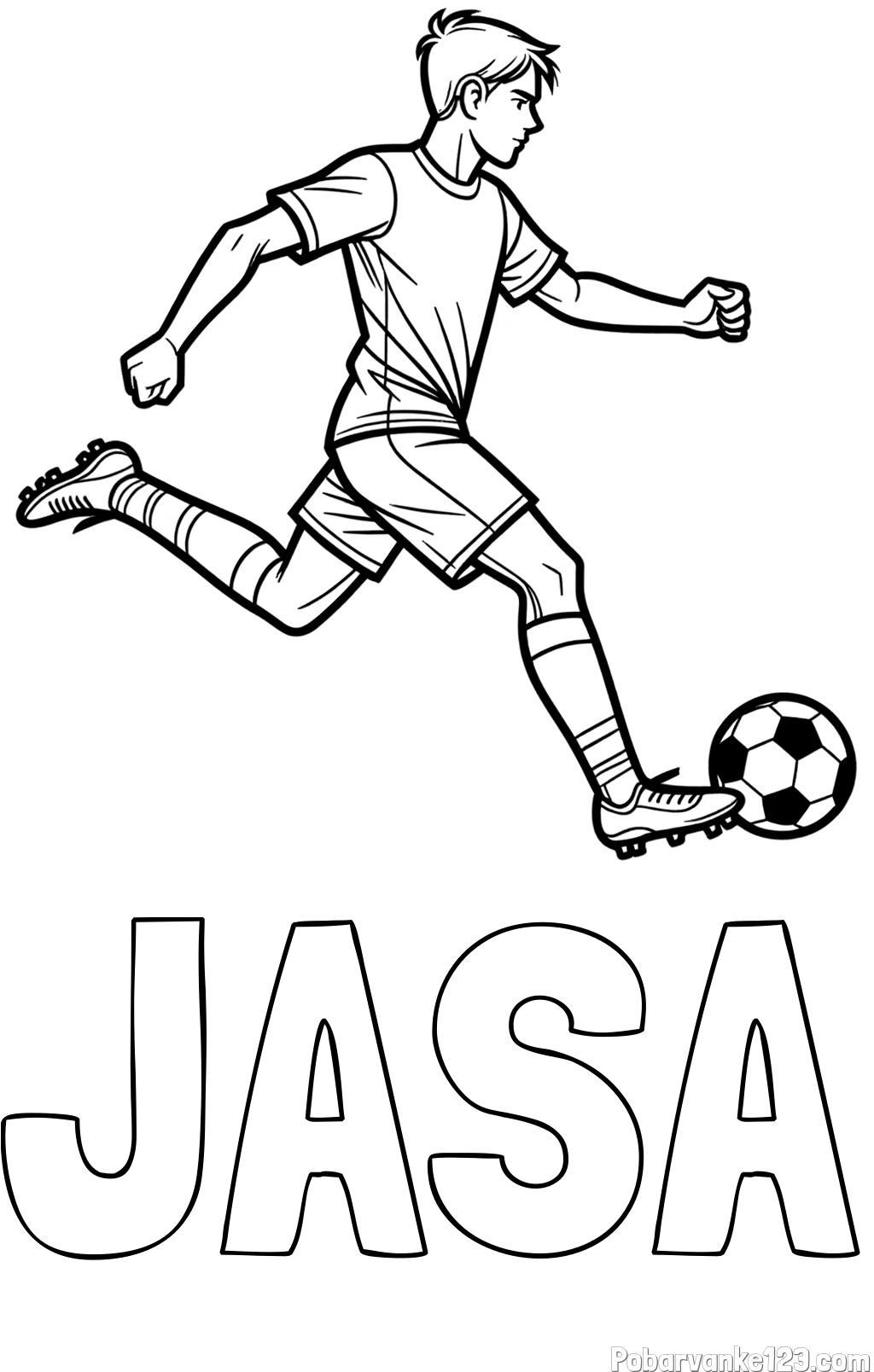 Pobarvanka imena JAŠA in pobarvanka nogometaša v napadu