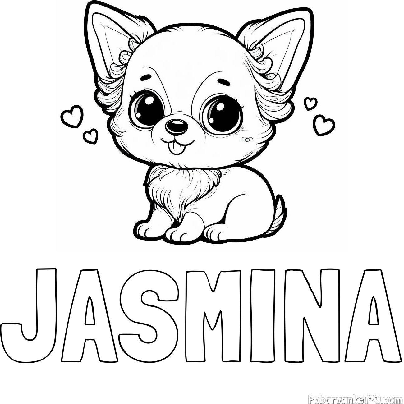 Pobarvanka imena JASMINA in pobarvanka čivave