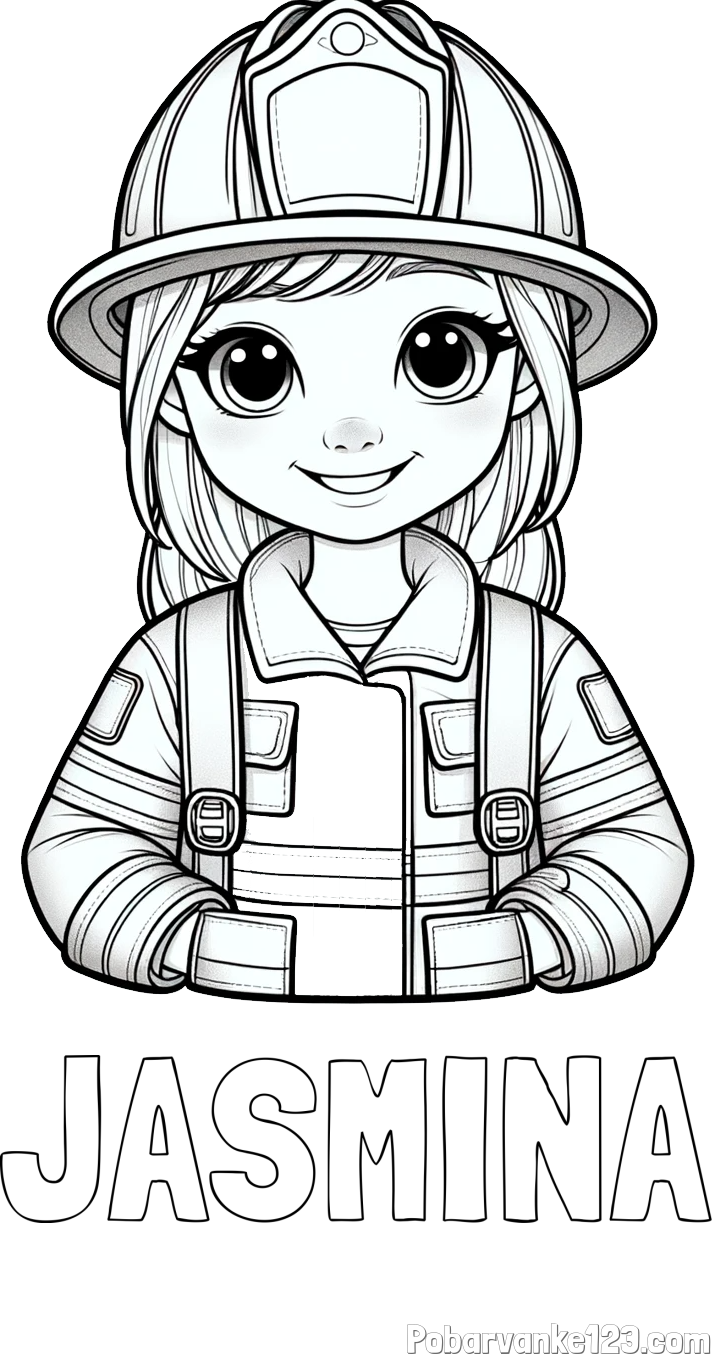 Pobarvanka imena JASMINA in pobarvanka ljubke gasilke